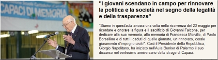 23 Maggio 2012 - Discorso del Presidente Napolitano a Palermo